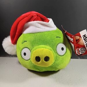 Angry Birds Green Pig Stuffed Doll Santa Hat Christmas Plush 2025 Rovio 5”